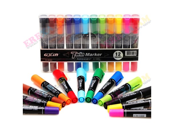 Մարկեր երկկողմանի Gxin Permanent 12գ